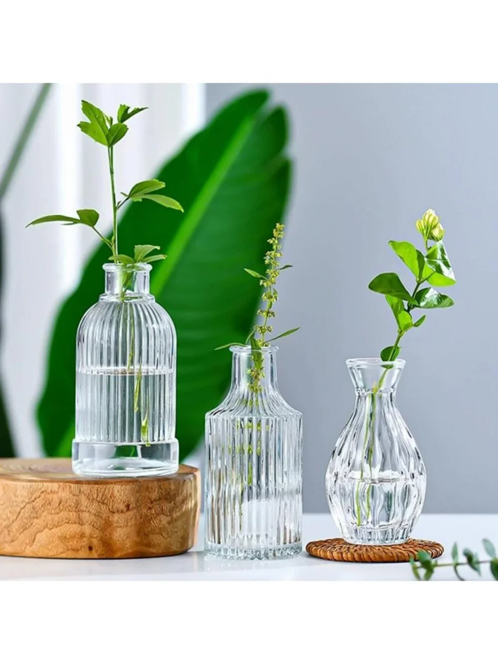 Set of 8 Clear Glass Bud Vases - Perfect for Floral Arrangements & Home Decor